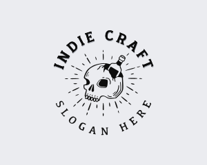 Indie - Hipster Skull Bottle logo design