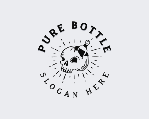 Bottle - Hipster Skull Bottle logo design