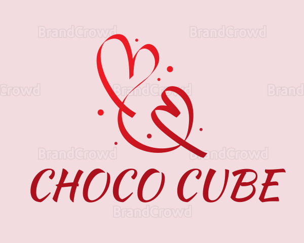 Red Romantic Heart Ribbon Logo