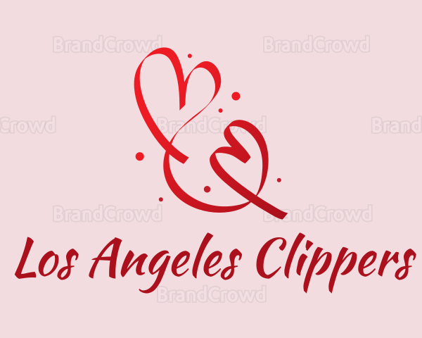 Red Romantic Heart Ribbon Logo