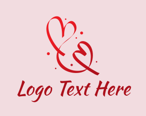 Doodle - Red Romantic Heart Ribbon logo design