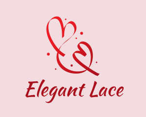 Lace - Red Romantic Heart Ribbon logo design