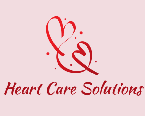 Red Romantic Heart Ribbon  logo design