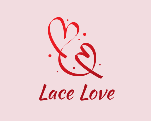 Red Romantic Heart Ribbon  logo design