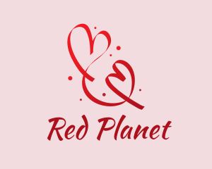 Red Romantic Heart Ribbon  logo design