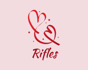 Doodle - Red Romantic Heart Ribbon logo design