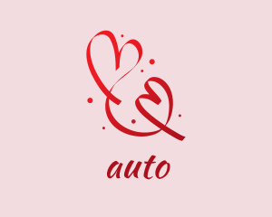 Sketch - Red Romantic Heart Ribbon logo design