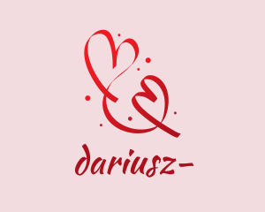 Lovely - Red Romantic Heart Ribbon logo design