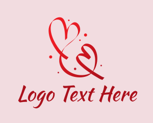 Online Relationship - Red Romantic Heart Ribbon logo design