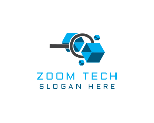 Zoom - Tech Magnifying Glass logo design