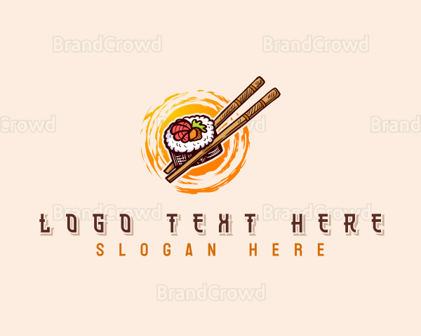 Sushi Chopsticks Restaurant Logo