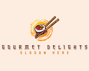 Sushi Chopsticks Restaurant logo design