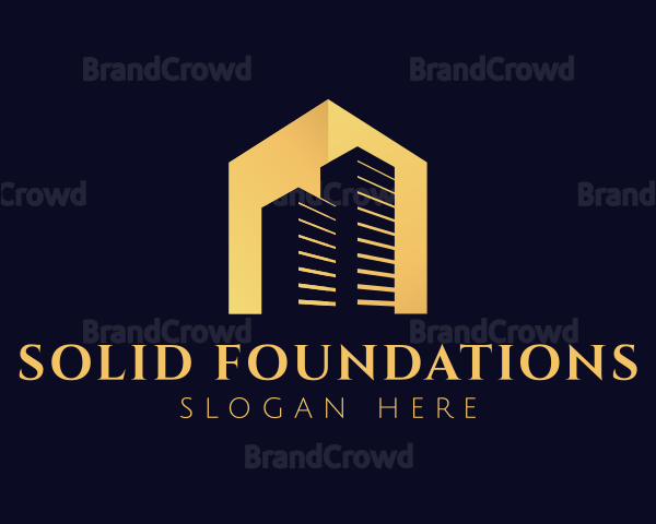 Gold Building Real Estate Logo
