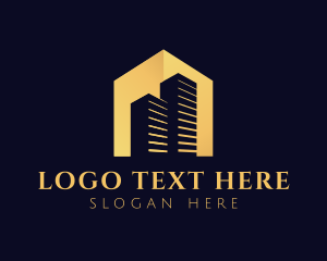 Luxe - Gold Building Real Estate logo design