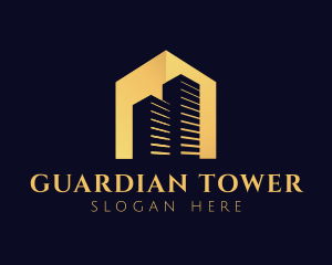 Gold Building Real Estate logo design