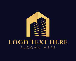 Building - Gold Building Real Estate logo design