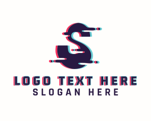 Music App - Tech Glitch Letter S logo design