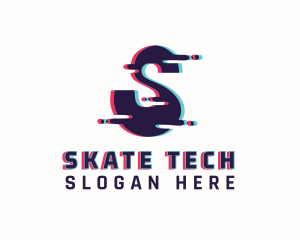 Tech Glitch Letter S logo design