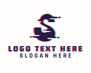 Anaglyph - Tech Glitch Letter S logo design