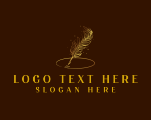 Copywriter - Luxury Feather Quill Pen logo design