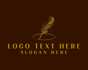 Writer - Luxury Feather Quill Pen logo design