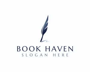 Bookstore - Feather Quill Pen logo design