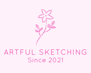 Pink Flower Sketch logo design