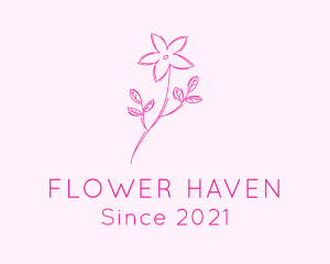 Pink Flower Sketch logo design