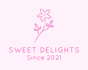 Pink Flower Sketch logo design