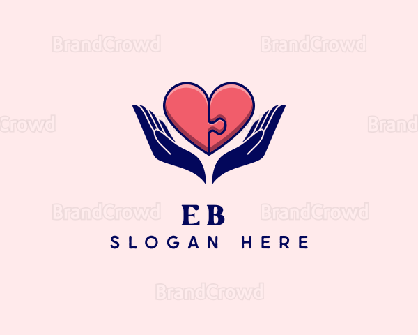 Puzzle Heart Hand Logo