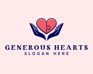 Philanthropy - Puzzle Heart Hand logo design