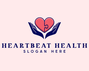 Cardiology - Puzzle Heart Hand logo design