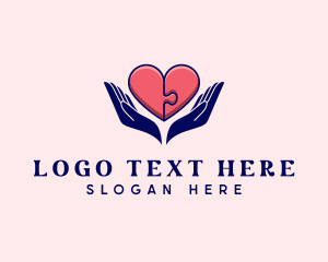 Love - Puzzle Heart Hand logo design