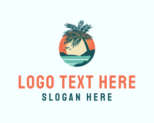 Relaxation - Tropical Beach Sunset logo design
