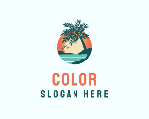 Tropical Beach Sunset Logo