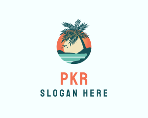 Tropical Beach Sunset Logo