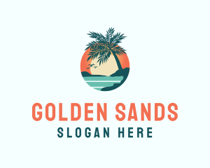 Tropical Beach Sunset logo design