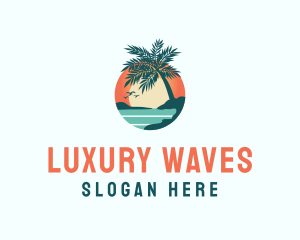 Tropical Beach Sunset logo design