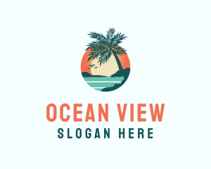 Tropical Beach Sunset logo design