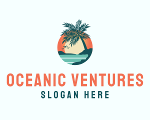 Tropical Beach Sunset logo design