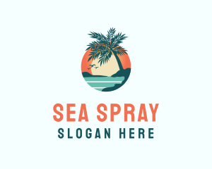 Tropical Beach Sunset logo design