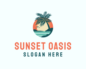 Tropical Beach Sunset logo design