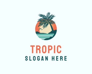 Tropical Beach Sunset logo design