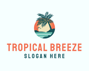 Tropical Beach Sunset logo design