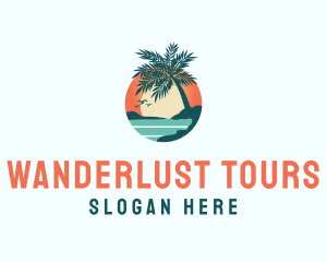 Tropical Beach Sunset logo design