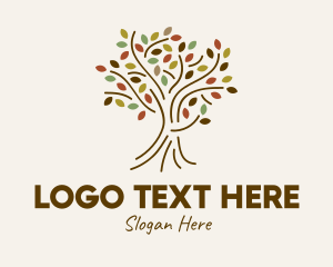 Ecology - Autumn Outline Tree logo design