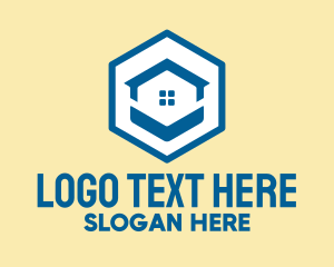Home Lease - Blue Hexagon Home logo design