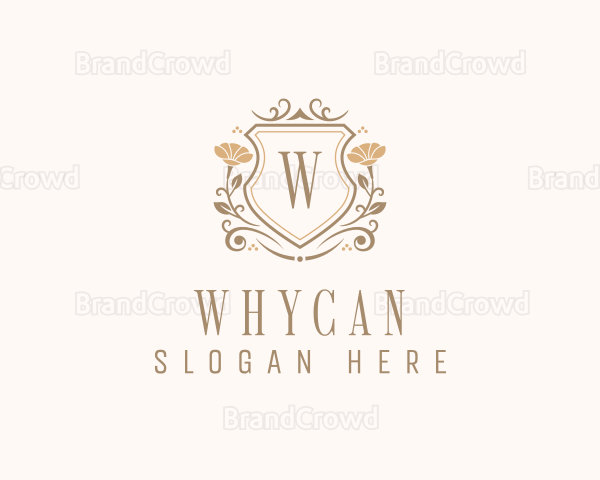 Stylish Floral Shield Logo