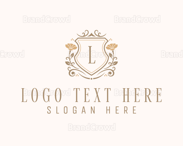 Stylish Floral Shield Logo