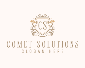 Stylish Floral Shield  logo design